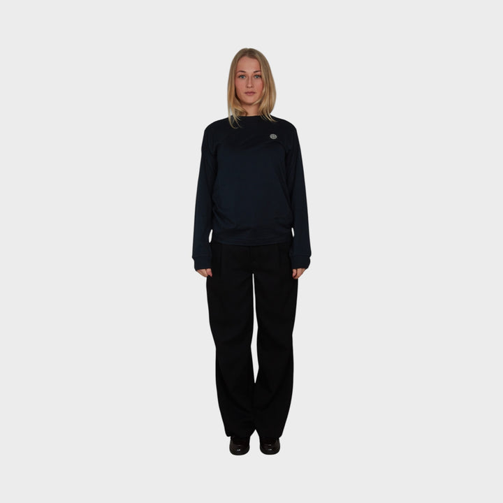 Stone Island Compass Patch Jersey Langærmet I Navy