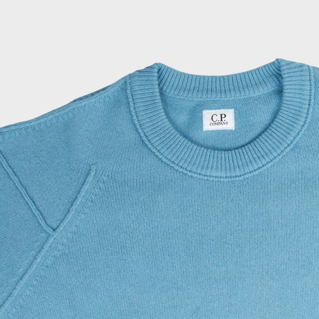 C.P. Company Lambswool GRS Lens Crewneck I Aegean Blue