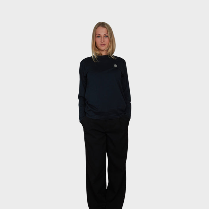 Stone Island Compass Patch Jersey Langærmet I Navy