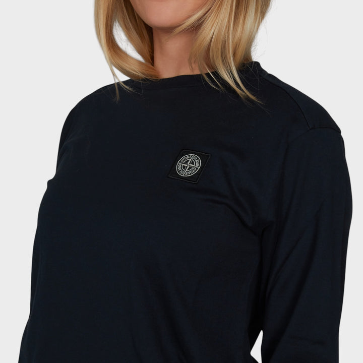 Stone Island Compass Patch Jersey Langærmet I Navy