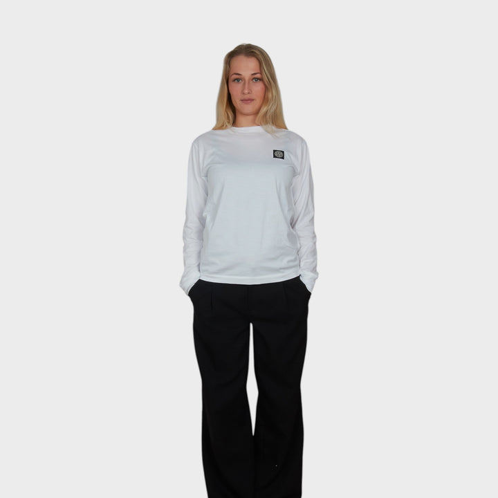 Stone Island Compass Patch Jersey Langærmet I Hvid