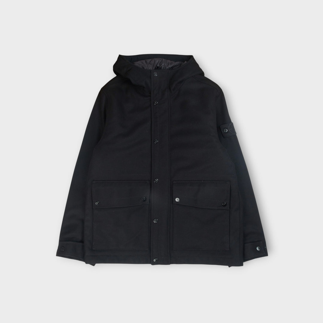 Stone Island Wool Nylon Flannel Ghost Jacket I Black