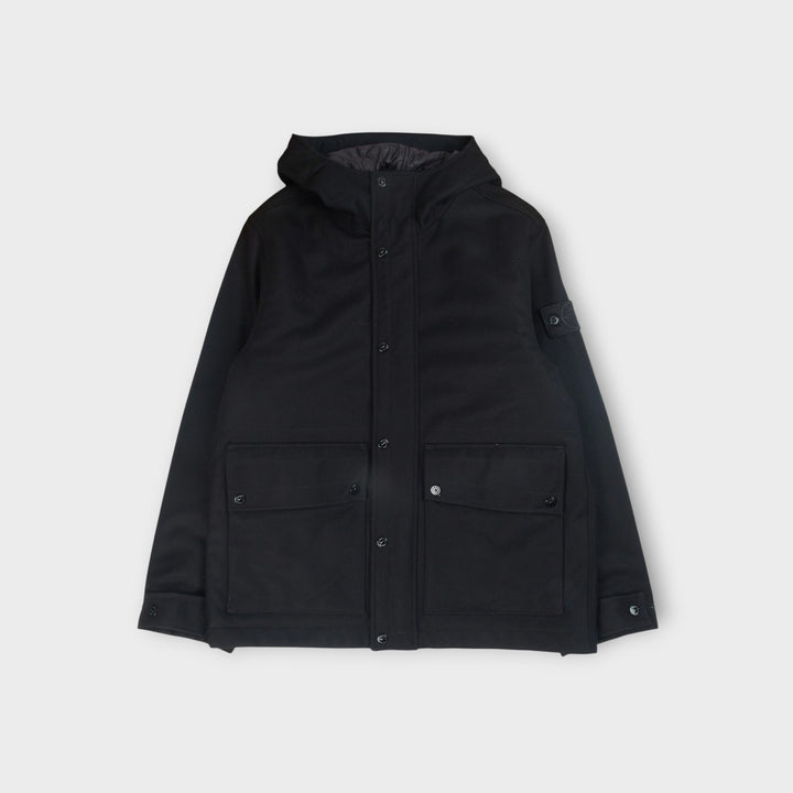 Stone Island Wool Nylon Flannel Ghost Jacket I Black