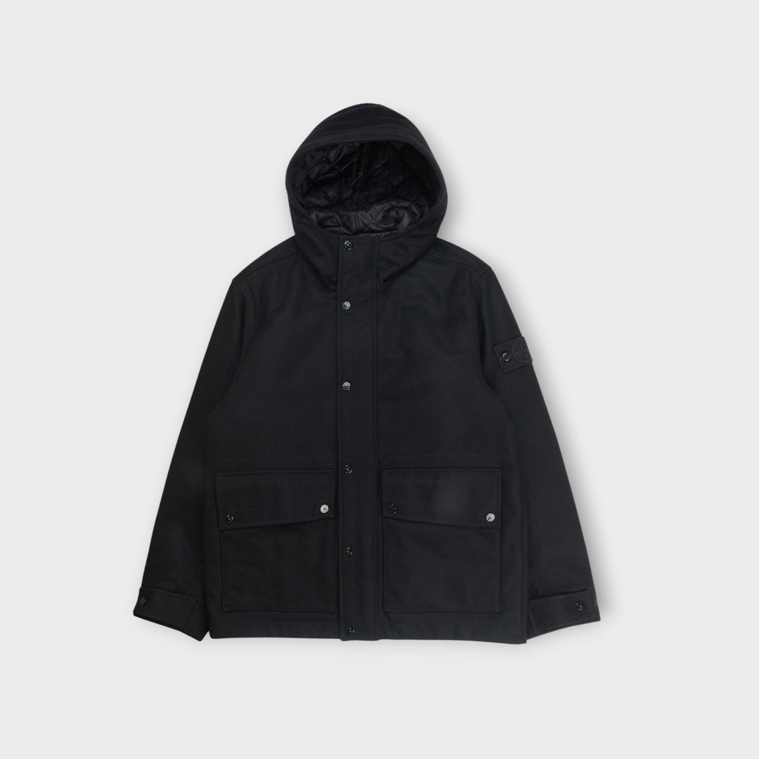 Stone Island Wool Nylon Flannel Ghost Jacket I Black