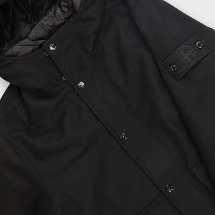 Stone Island Wool Nylon Flannel Ghost Jacket I Black