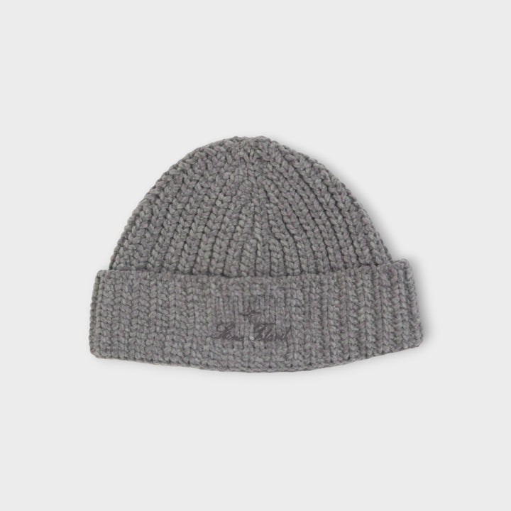 Stone Island Script Logo Embroidery Beanie I Grå