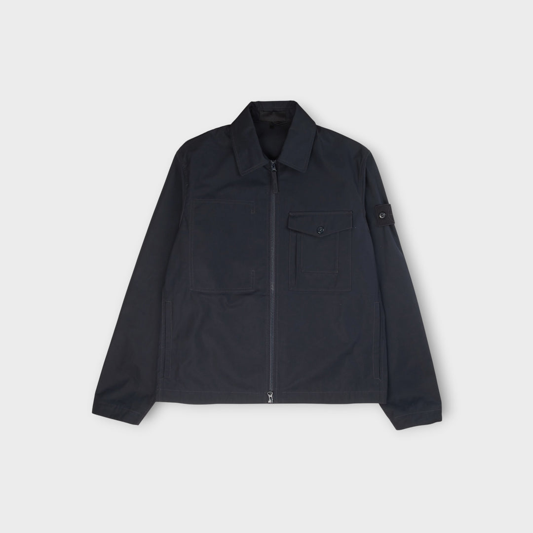 Stone Island All-Weather Cotton Canvas Ghost Overshirt I Navy