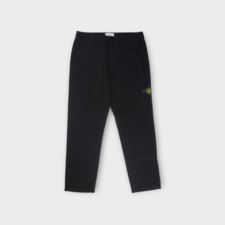 Stone Island Cotton Herringbone Chino Bukser I Sort