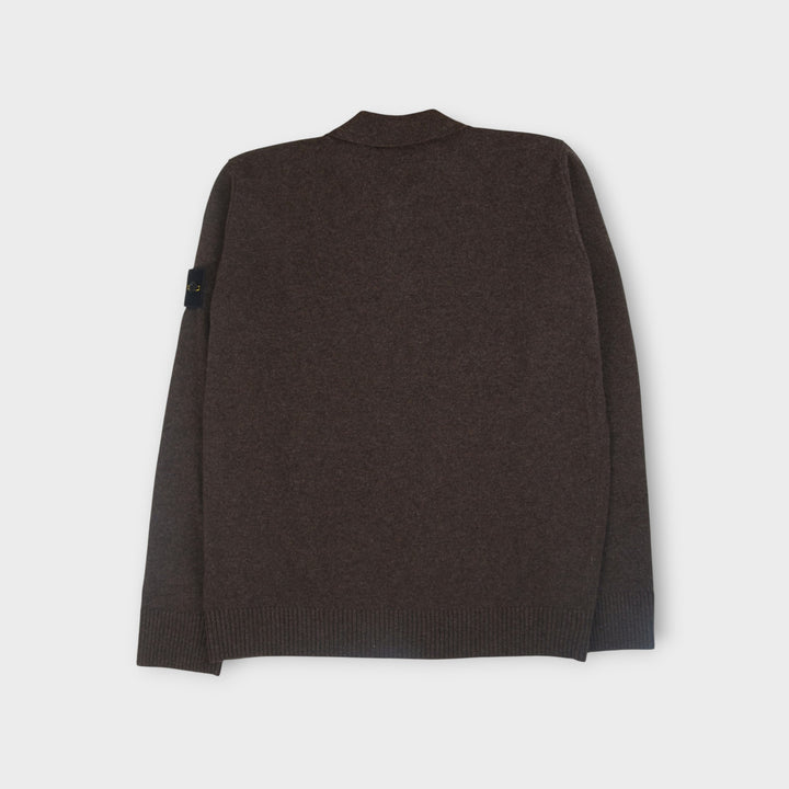 Stone Island Polo Sweater in Light RWS Geelong Wool I Lead Grey Melange