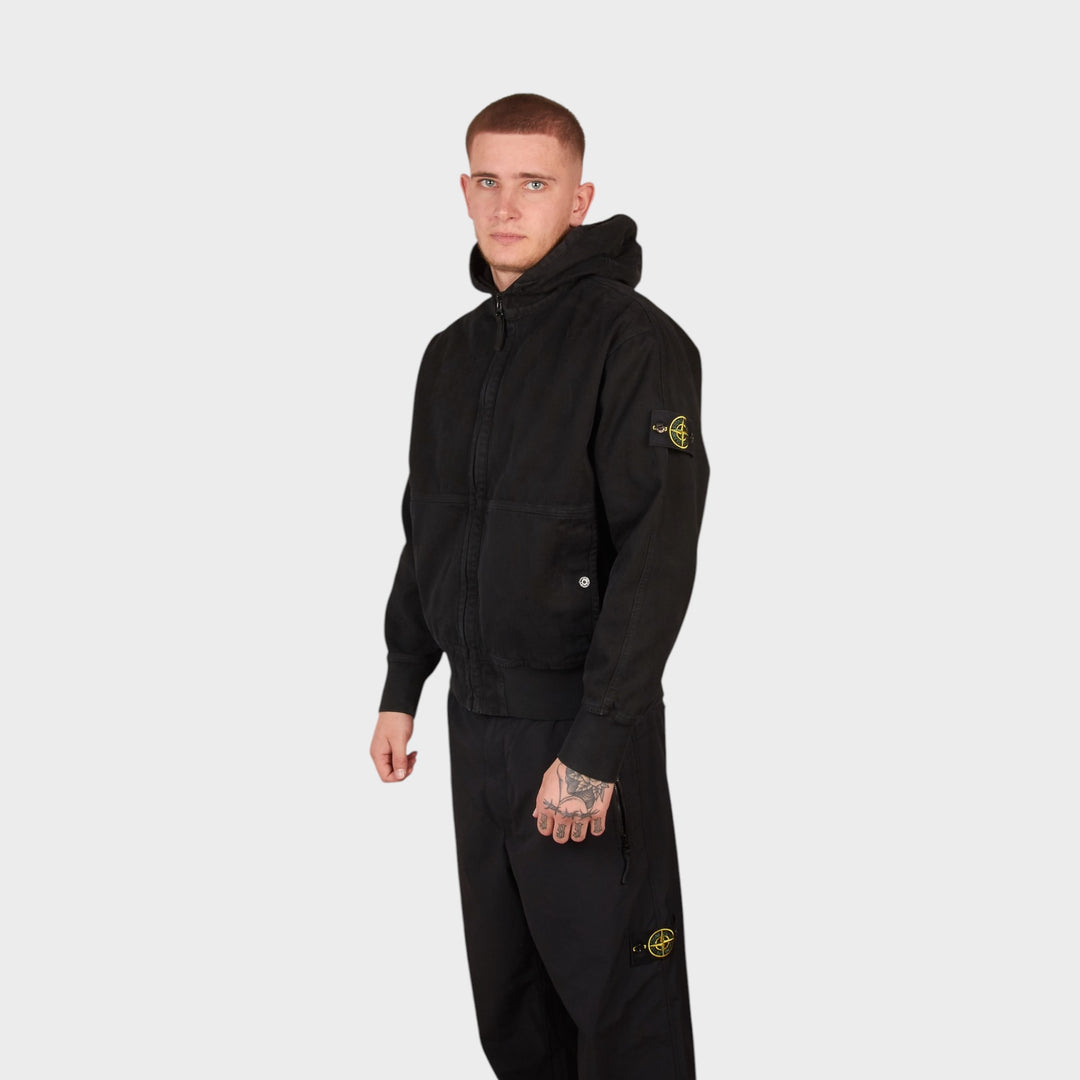 Stone Island Panama Cotton Hooded Jacket I Sort
