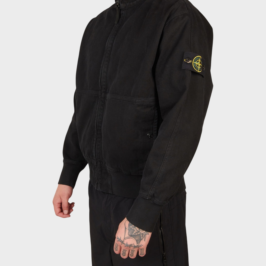 Stone Island Panama Cotton Hooded Jacket I Sort