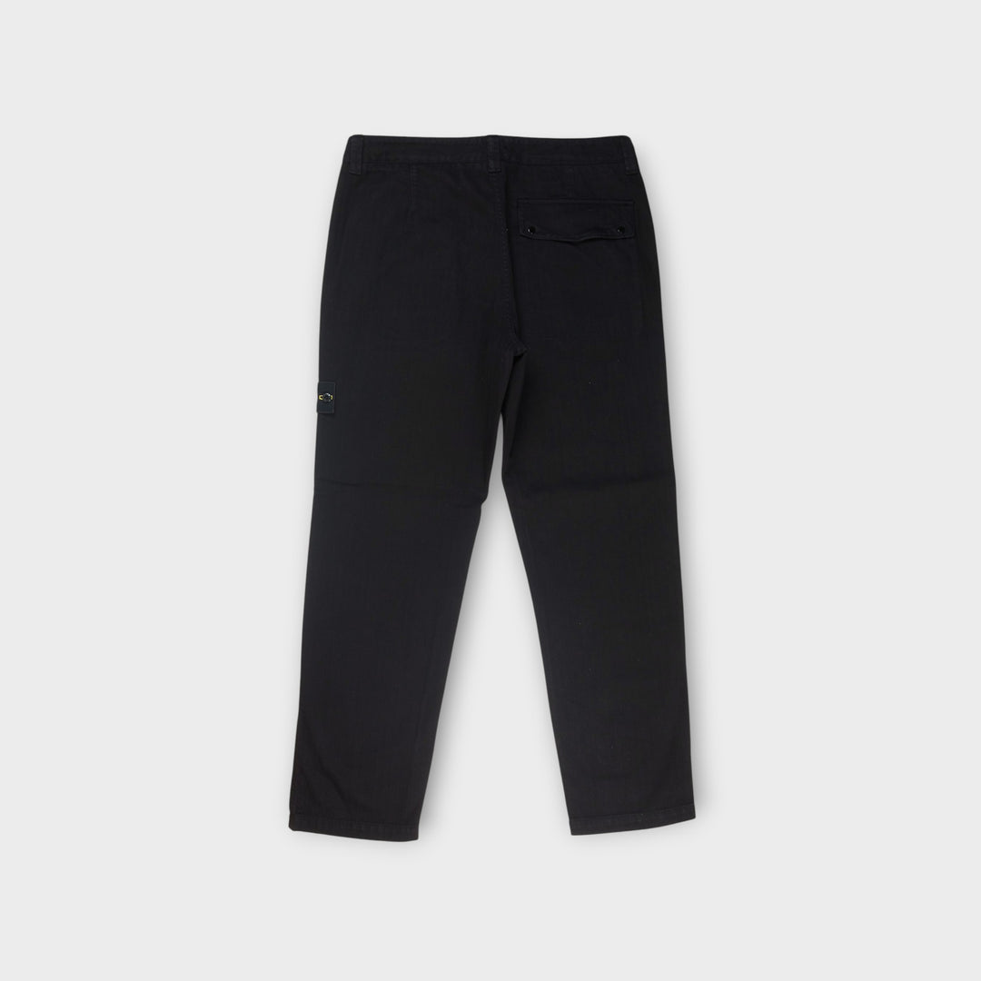 Stone Island Cotton Herringbone Chino Bukser I Sort