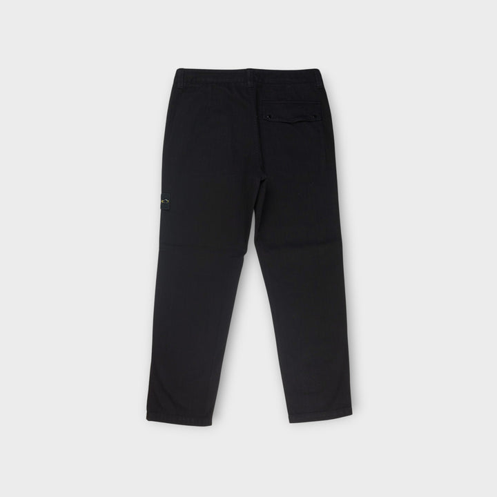Stone Island Cotton Herringbone Chino Bukser I Sort