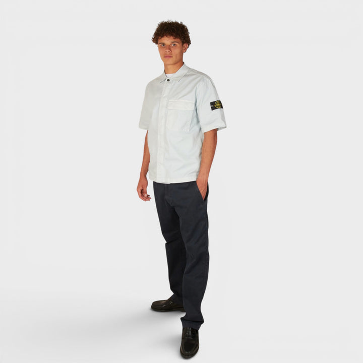Stone Island Stretch Organic Cotton Twill SS Shirt I Sky Blue