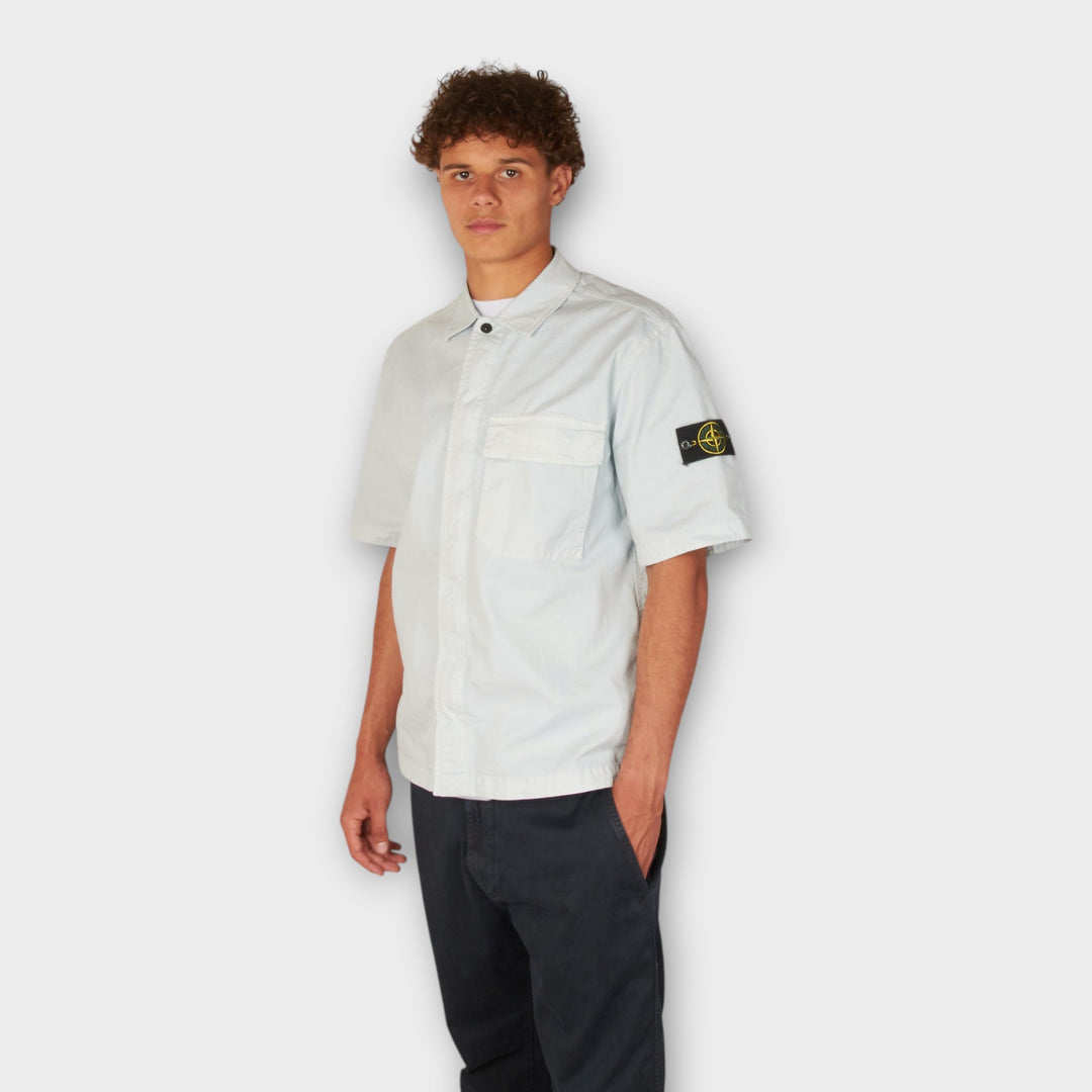Stone Island Stretch Organic Cotton Twill SS Shirt I Sky Blue