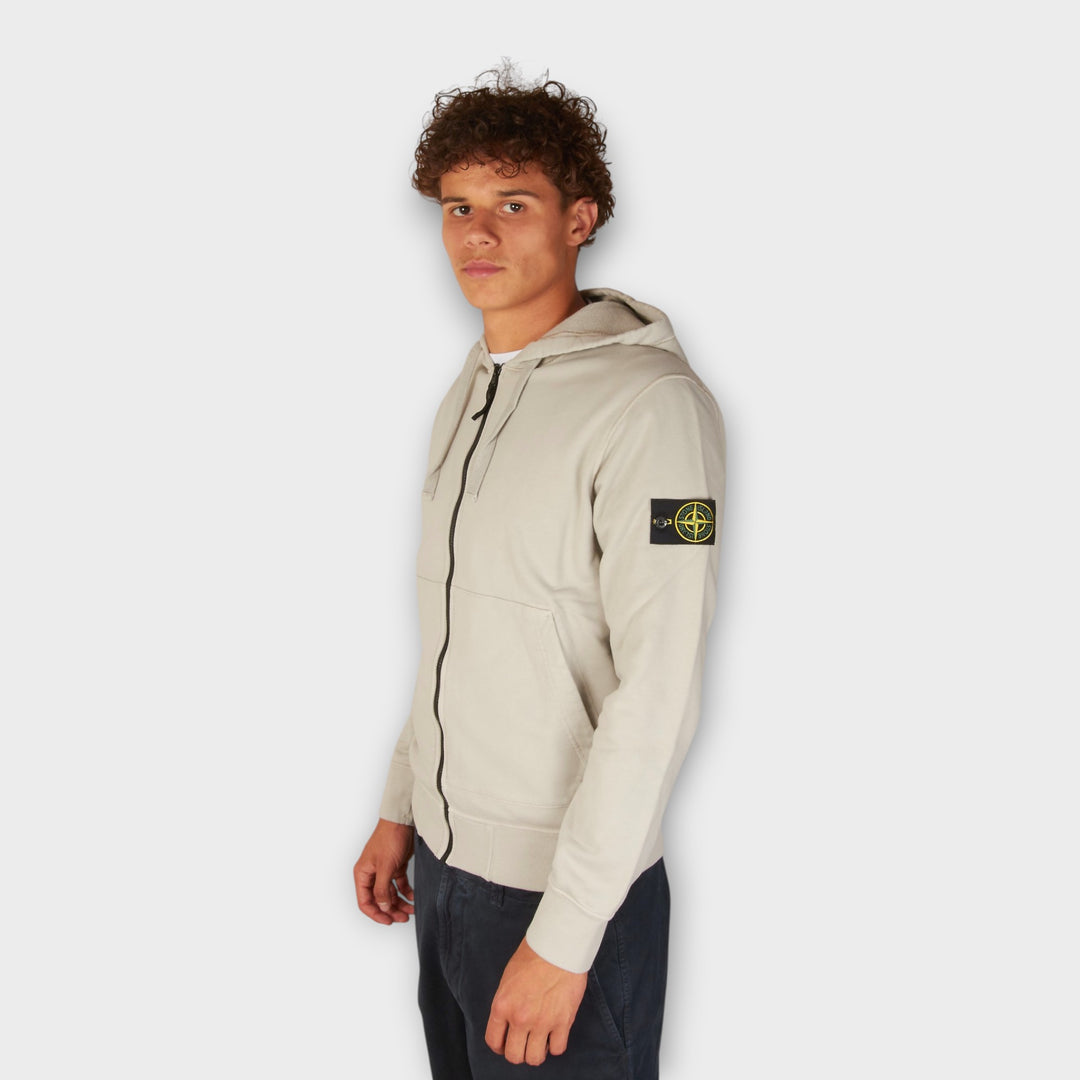 Stone Island Organic Cotton Zip Hoodie I Light Grey