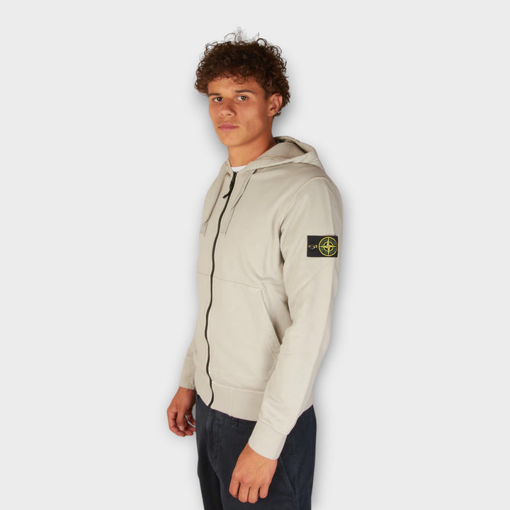 Stone Island Organic Cotton Zip Hoodie I Light Grey