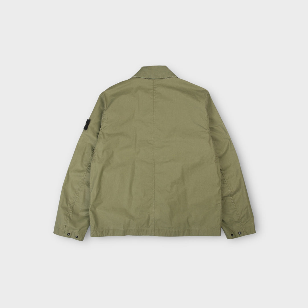 Stone Island Pigmented Wax Coach Jacket I Grøn