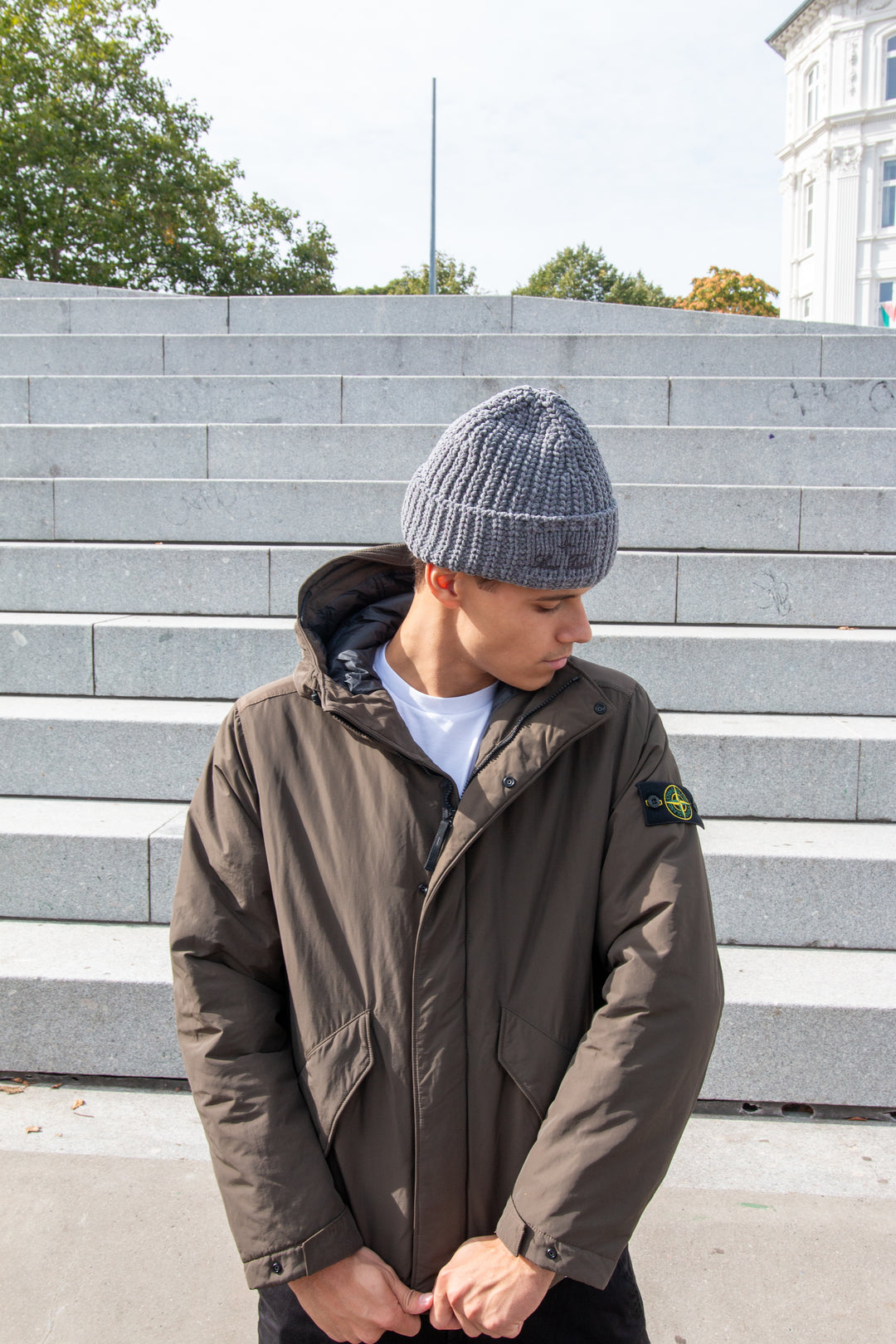 Stone Island Micro Twill Hooded Jakke I Coal Grey