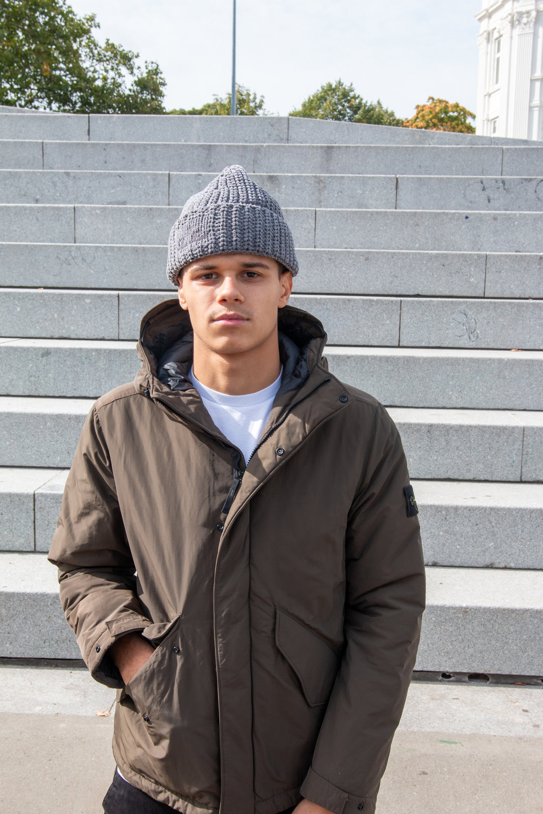 Stone Island Micro Twill Hooded Jakke I Coal Grey
