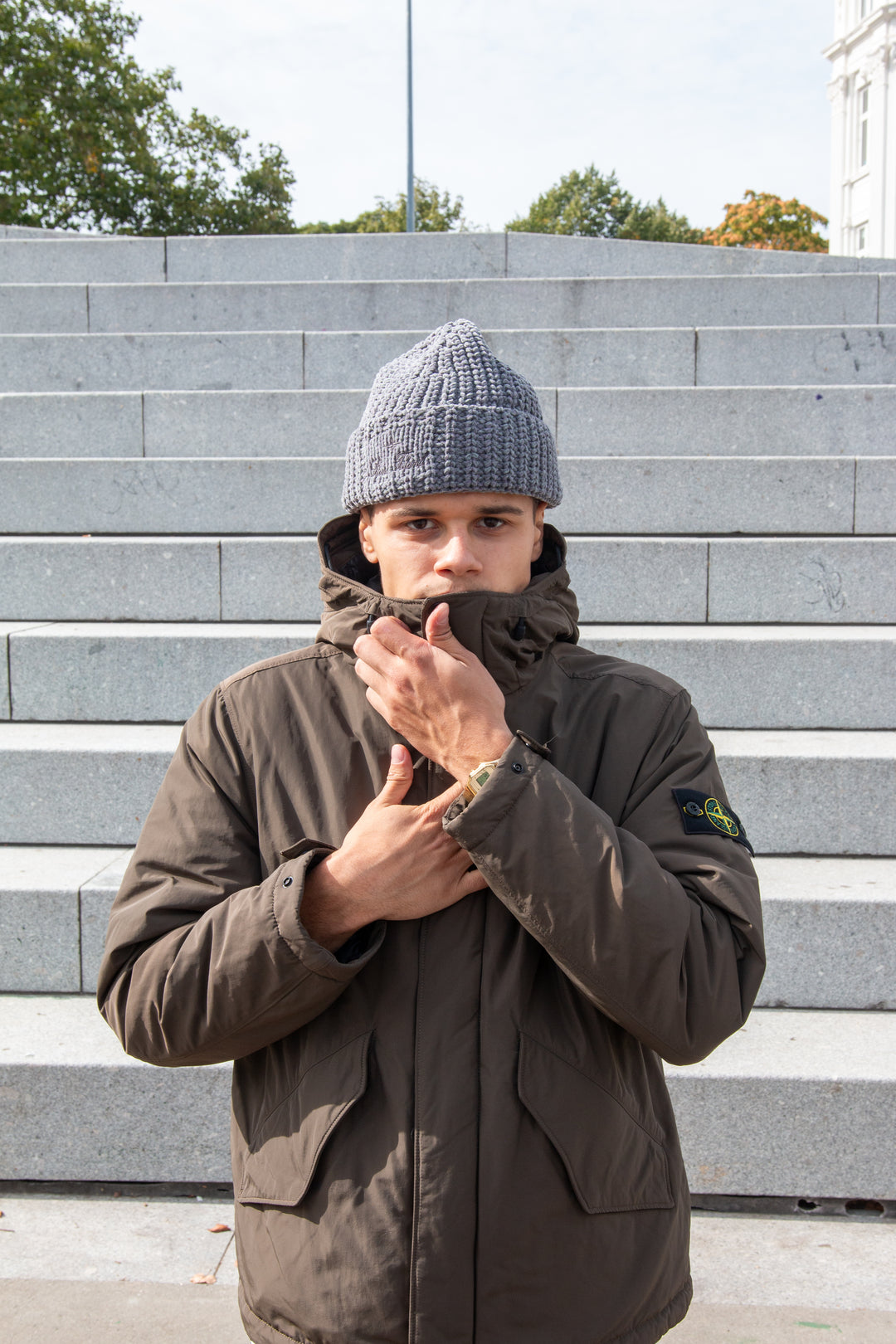 Stone Island Micro Twill Hooded Jakke I Coal Grey