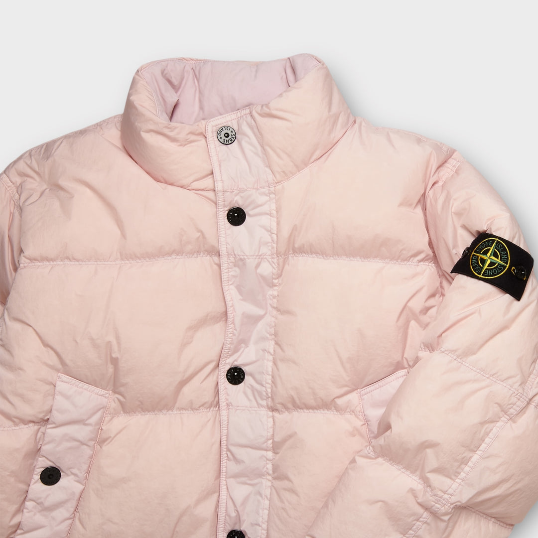 Crinkle Reps Stone Island Pink Coat Stone Island Garment Crinkle
