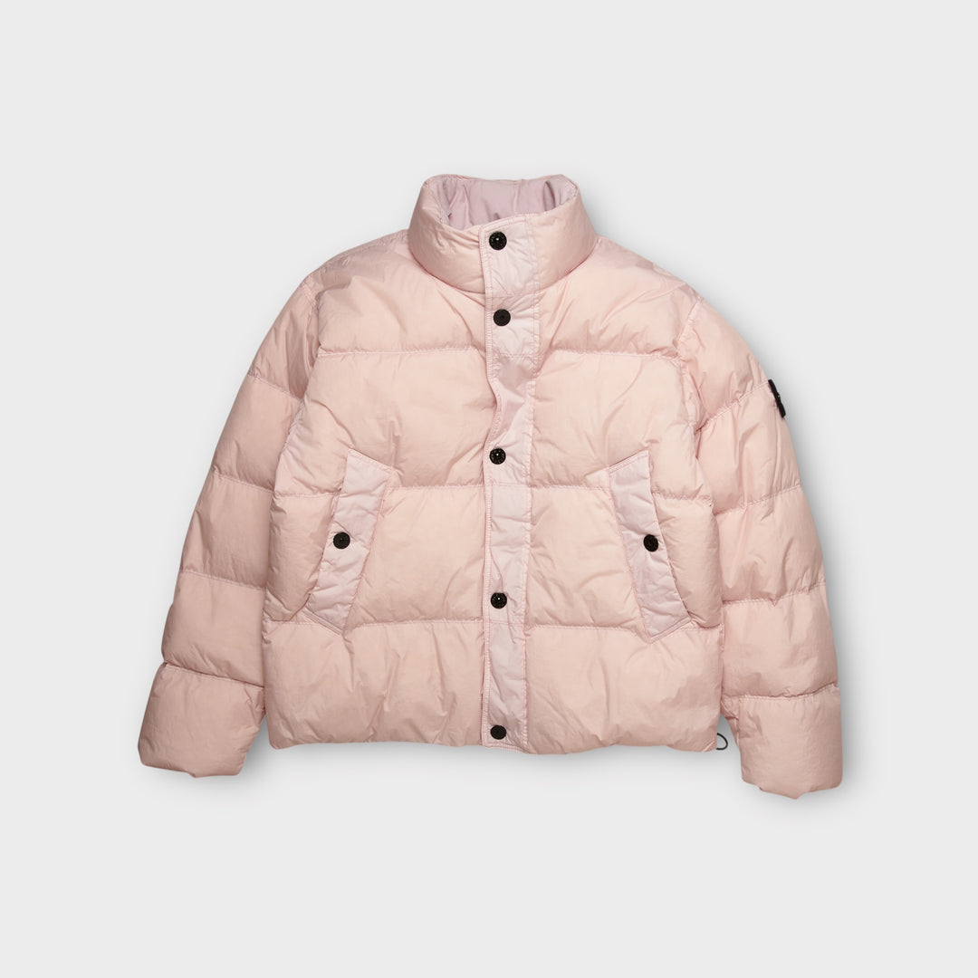 Stone Island Garment Crinkle Reps Down Jacket In Pink –