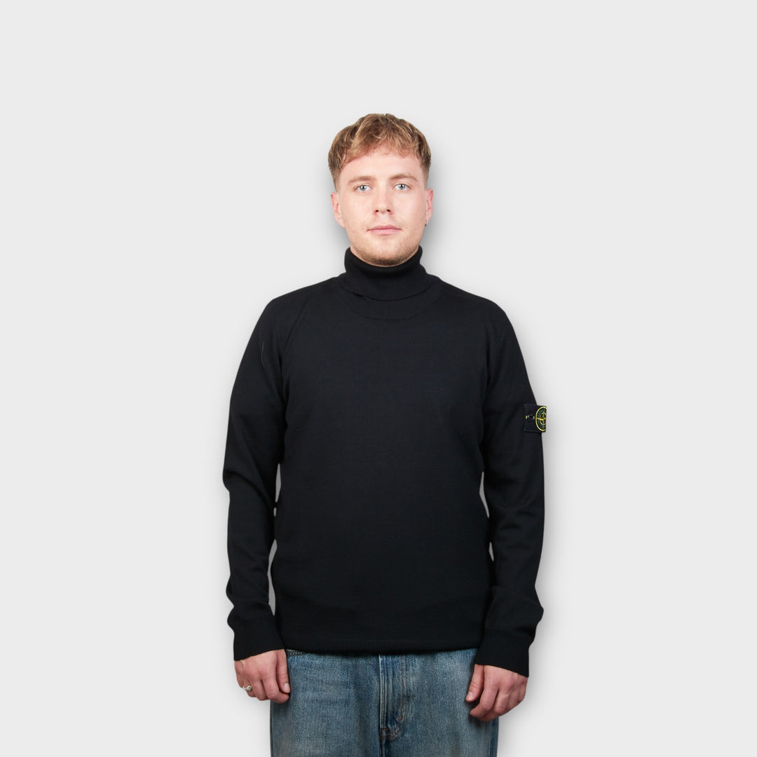 Stone Island Wool Turtleneck In Black