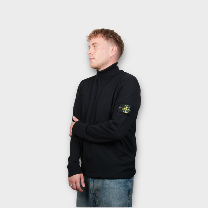 Stone Island Wool Turtleneck In Black