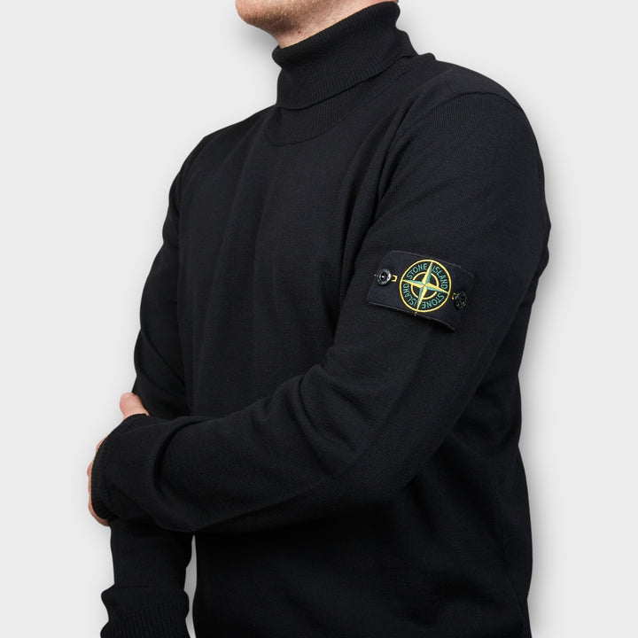 Stone Island Wool Turtleneck In Black