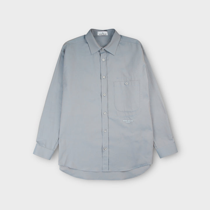 Stone Island Oxford Skjorte I Grå Blå