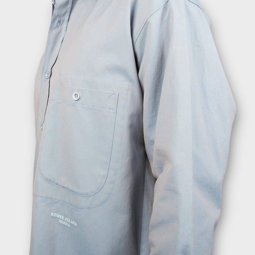 Stone Island Oxford Skjorte I Grå Blå