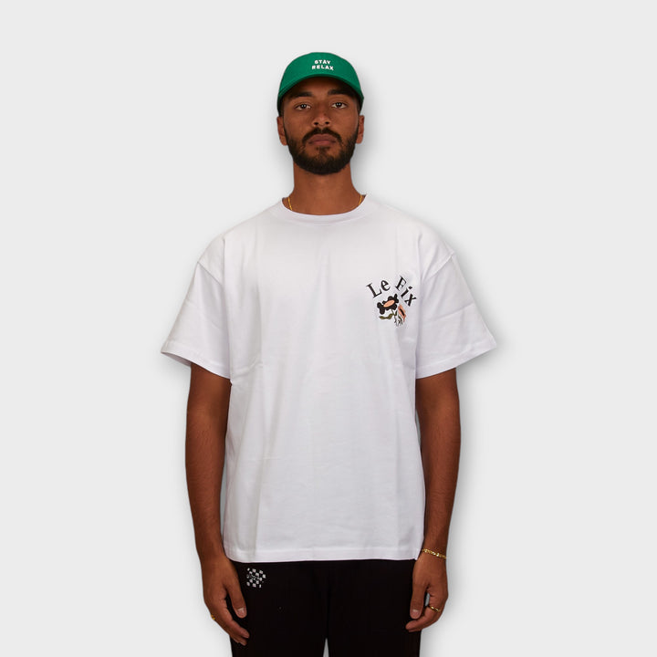 Le Fix Flower Emb Box T-Shirt In White