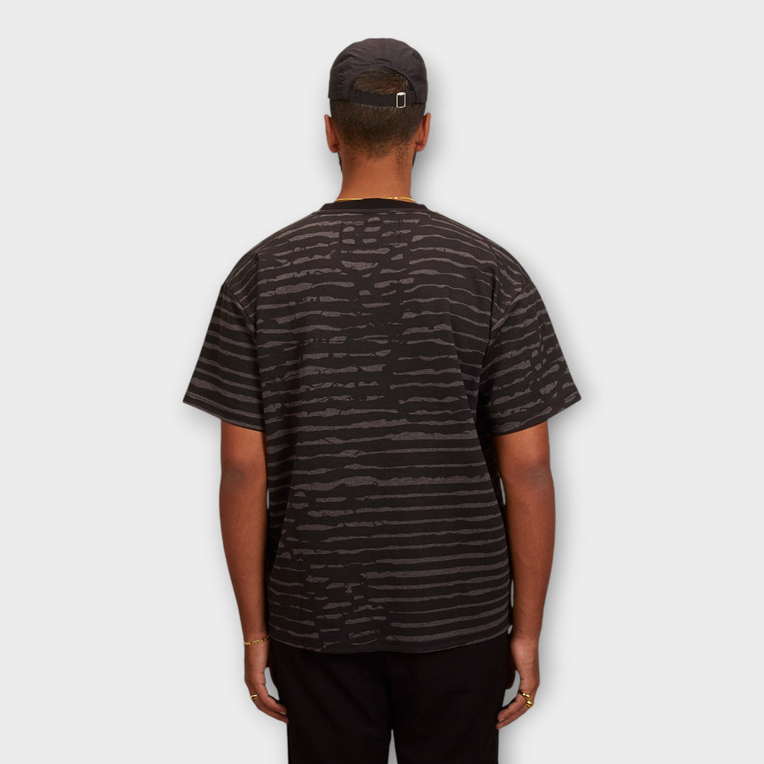 Le Fix K-Stripe Box T-Shirt In Grey/Black