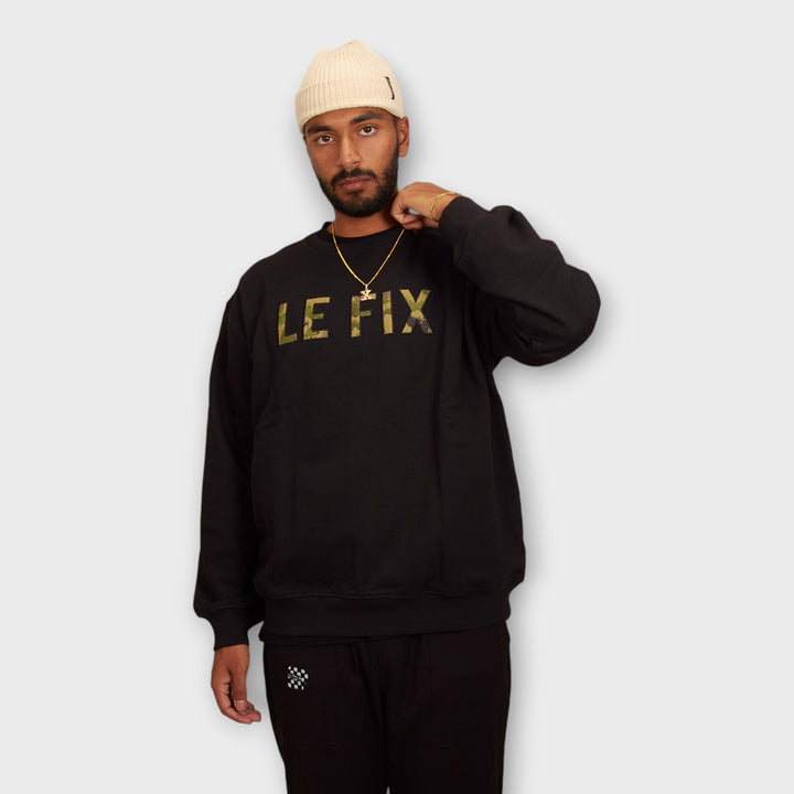 Le Fix Wave Application Crewneck In Black