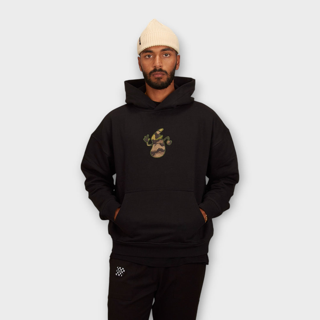 Le Fix Kaj Application Hoodie In Black