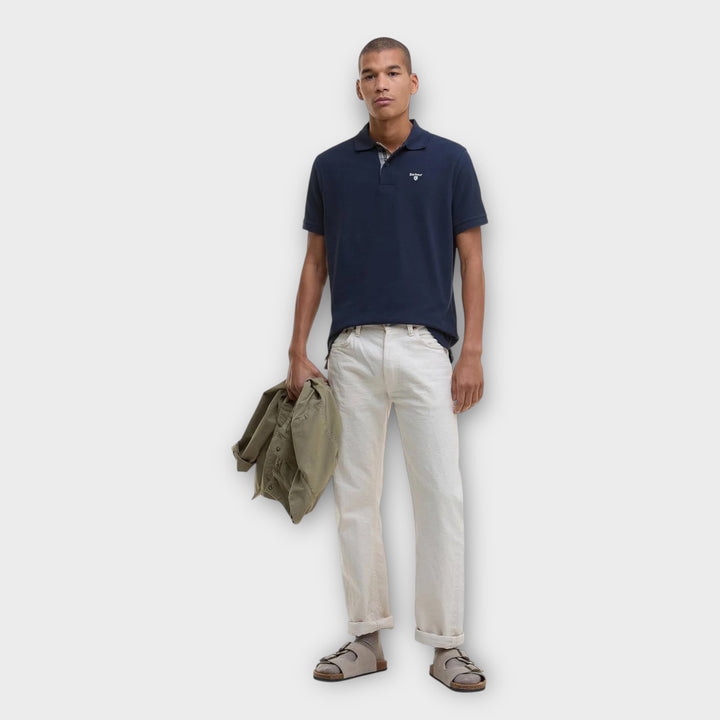 Barbour Tartan Pique Polo Shirt I Navy