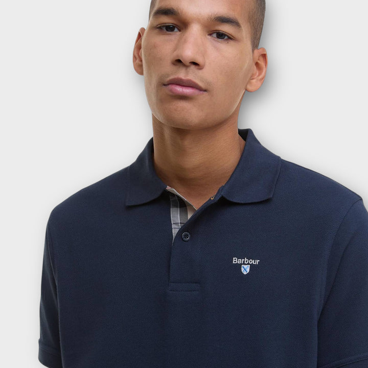 Barbour Tartan Pique Polo Shirt I Navy