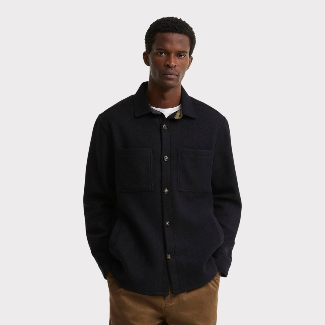 Barbour Marltown Tailored Wool Blend Overshirt I Navy