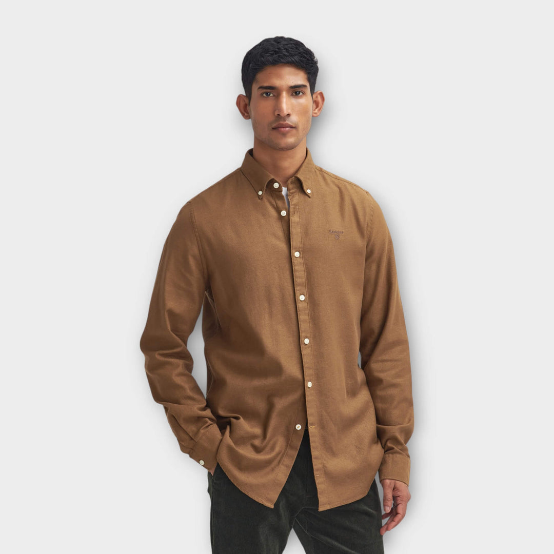 Barbour Twillbridge Shirt In Dark Sand