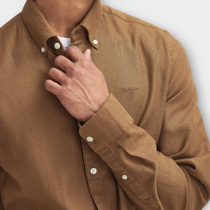 Barbour Twillbridge Shirt In Dark Sand