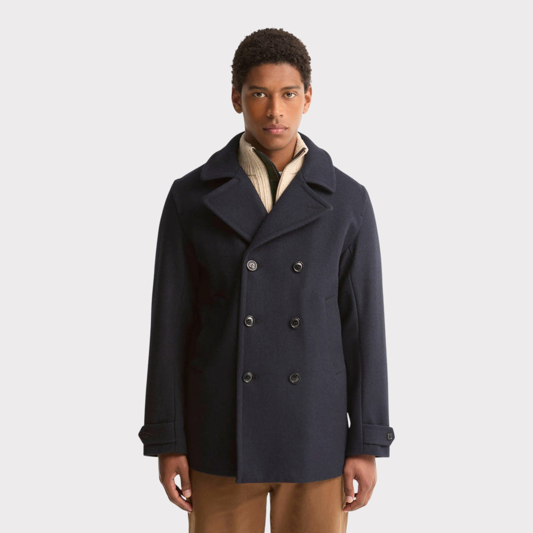 Barbour Polzeath Wool Pea Frakke I Navy