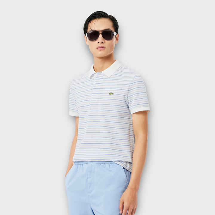 Lacoste Classic Fit Striped Petit Piqué Polo I Hvid/Blå Striber