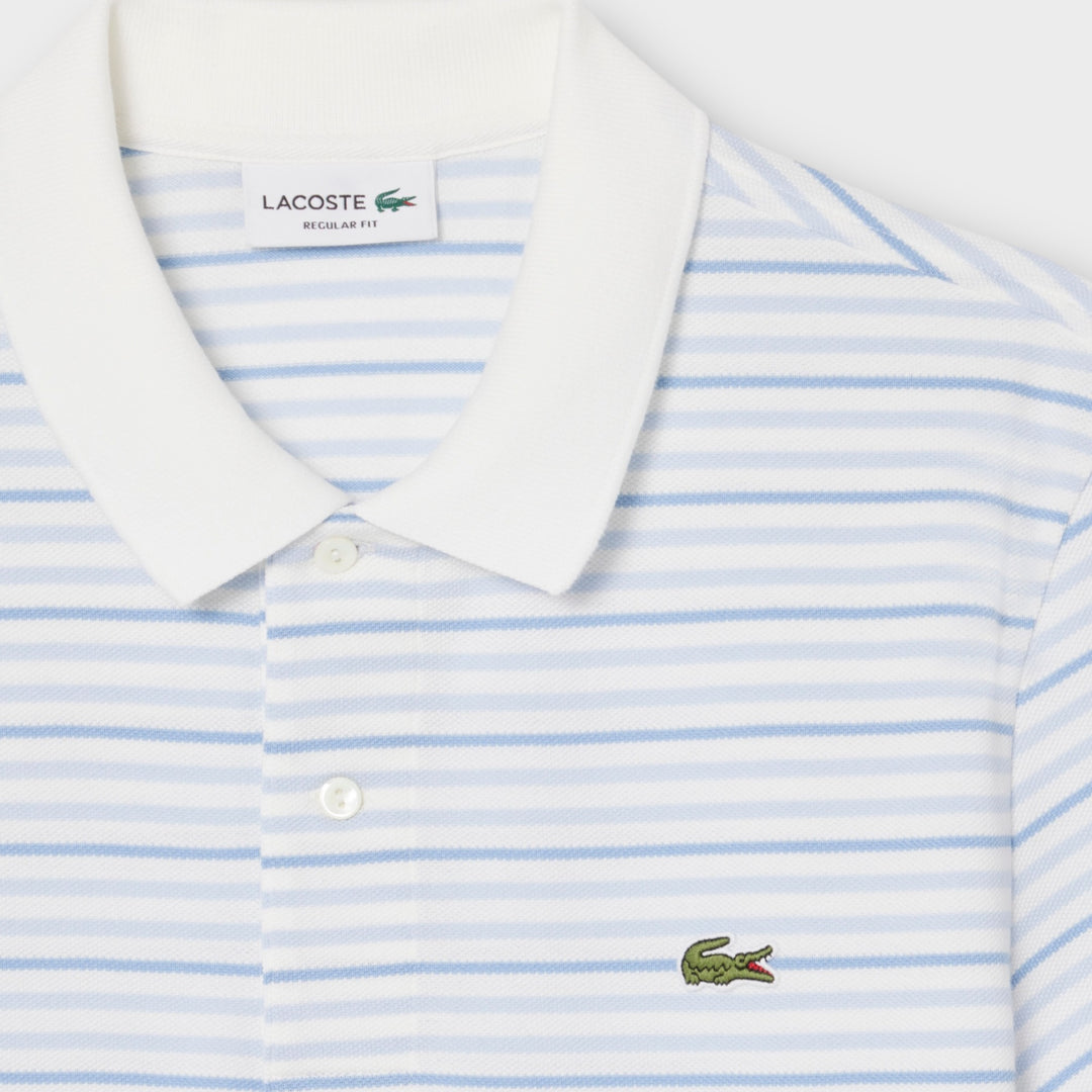 Lacoste Classic Fit Striped Petit Piqué Polo I Hvid/Blå Striber