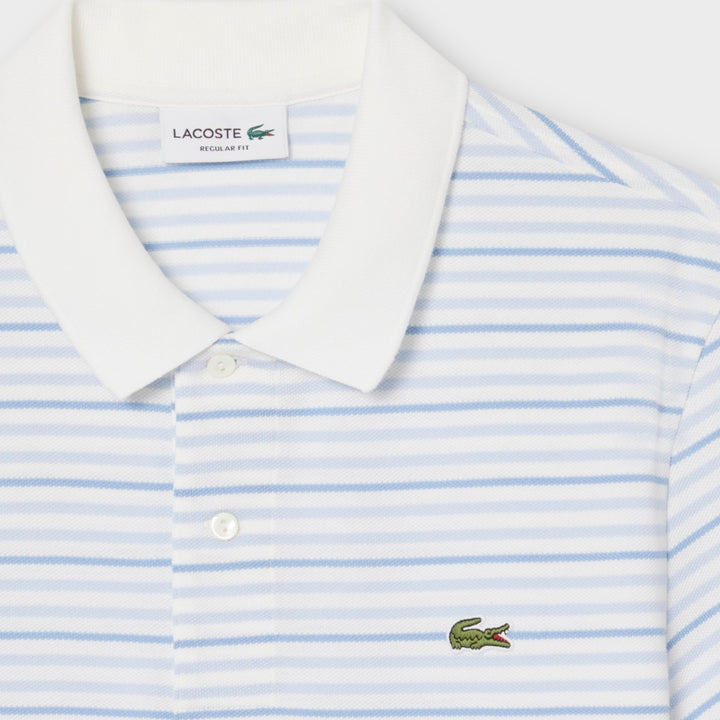 Lacoste Classic Fit Striped Petit Piqué Polo I Hvid/Blå Striber