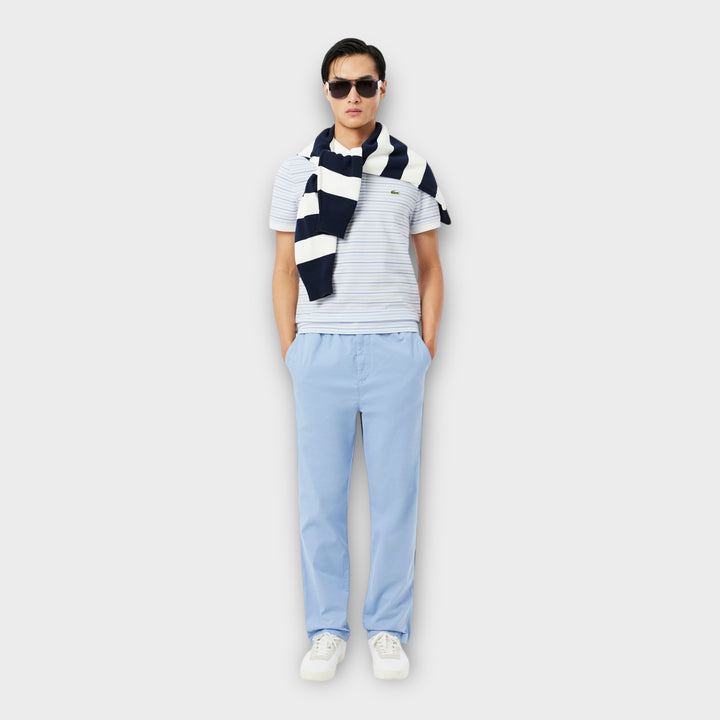 Lacoste Classic Fit Striped Petit Piqué Polo I Hvid/Blå Striber