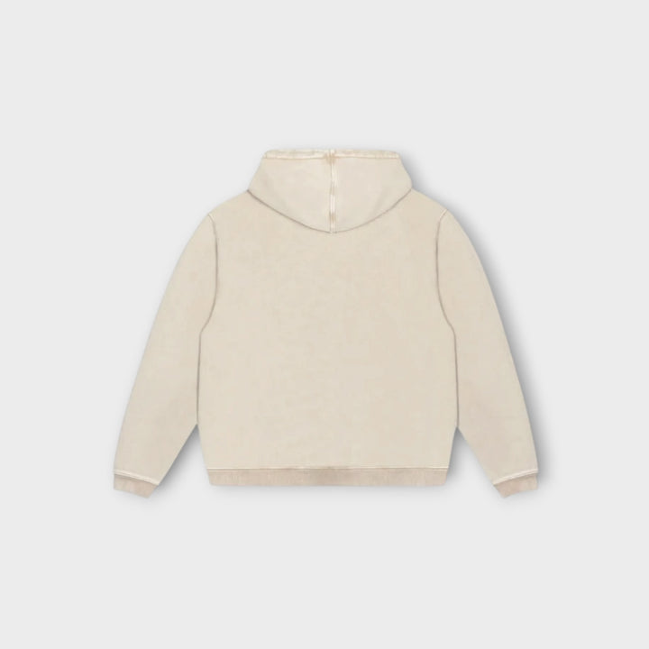 Patta Loopback Logo Zip Hooded Sweater I Cream