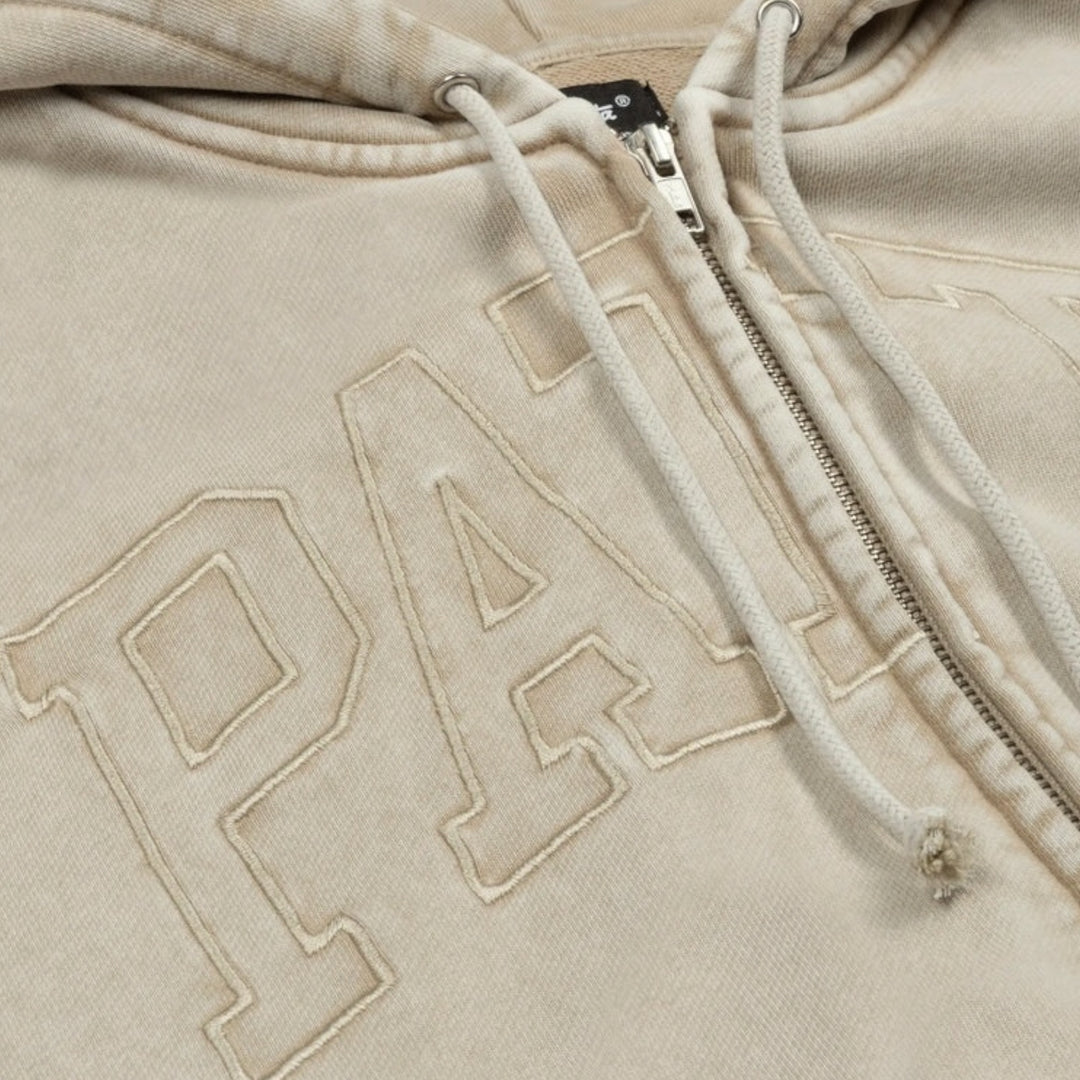Patta Loopback Logo Zip Hooded Sweater I Cream