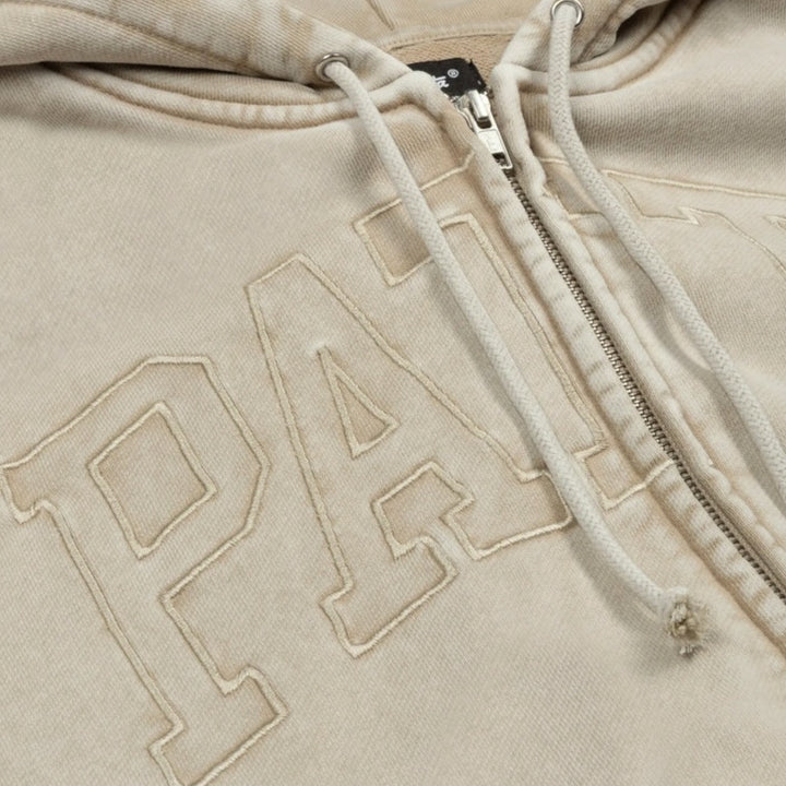 Patta Loopback Logo Zip Hooded Sweater I Cream