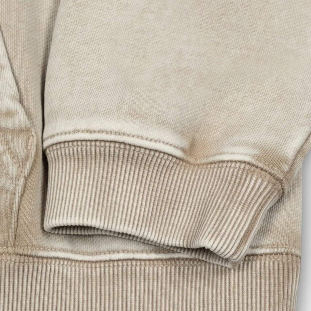 Patta Loopback Logo Zip Hooded Sweater I Cream